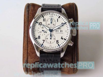 ZF Swiss 7750 Replica IWC Pilot's Watch Chronograph White Dial 43mm